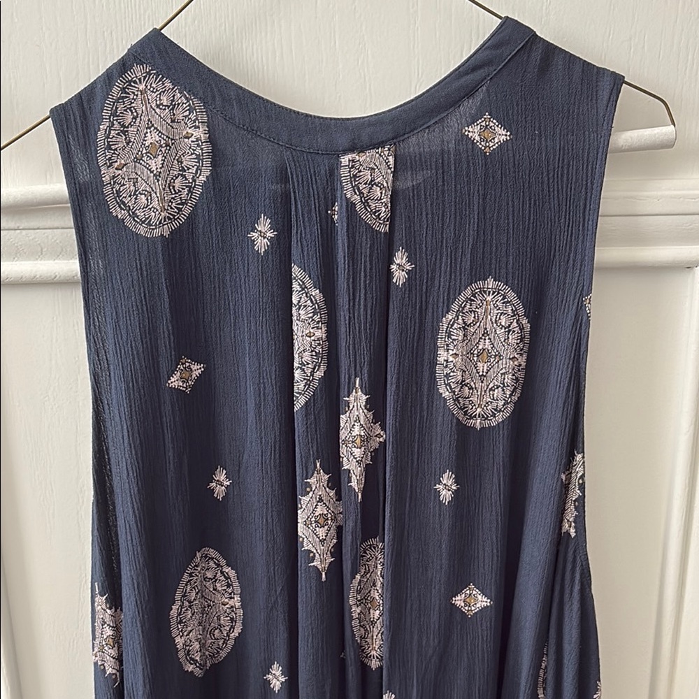 Free People Steel Blue Cut Out Tunic Top - Size M - Picture 10 of 12